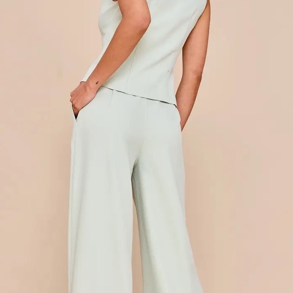 PrettyLittleThing Pants - PrettyLittleThing Women's Light Cream Wide-Leg Pants sz 10